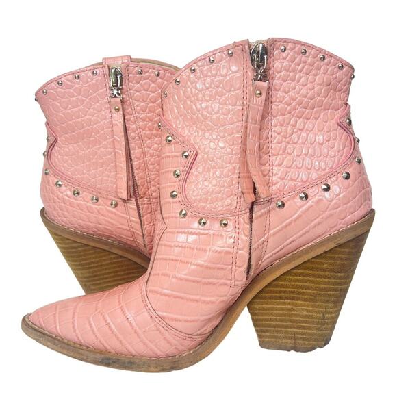 Sam Edelman Iris Western Boho Boot Pink Croc W6.5 - Picture 3 of 8
